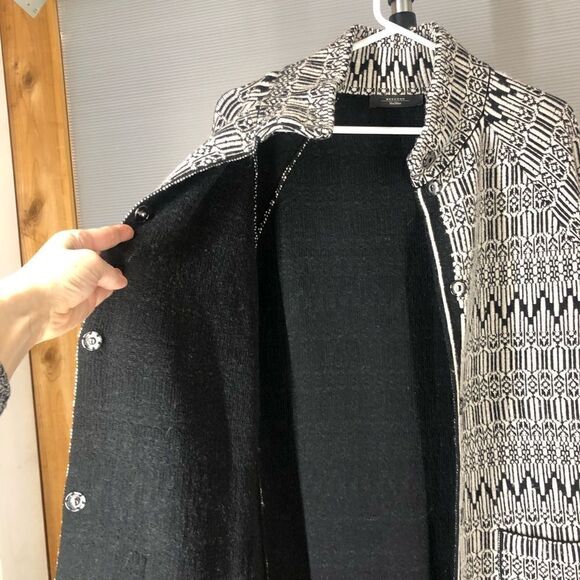 Maxmara WEEKEND 100% Wool Black White Knit Coatigan‎ - Picture 6 of 10